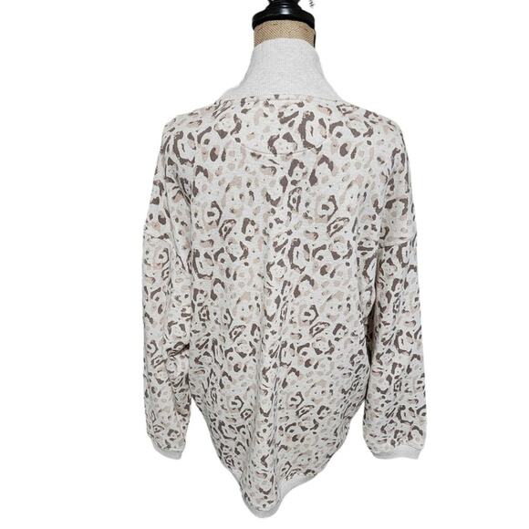 American Eagle Aerie Leopard OVERSIZED Super Soft Zip Sweatshirt Size Medium - Picture 3 of 8